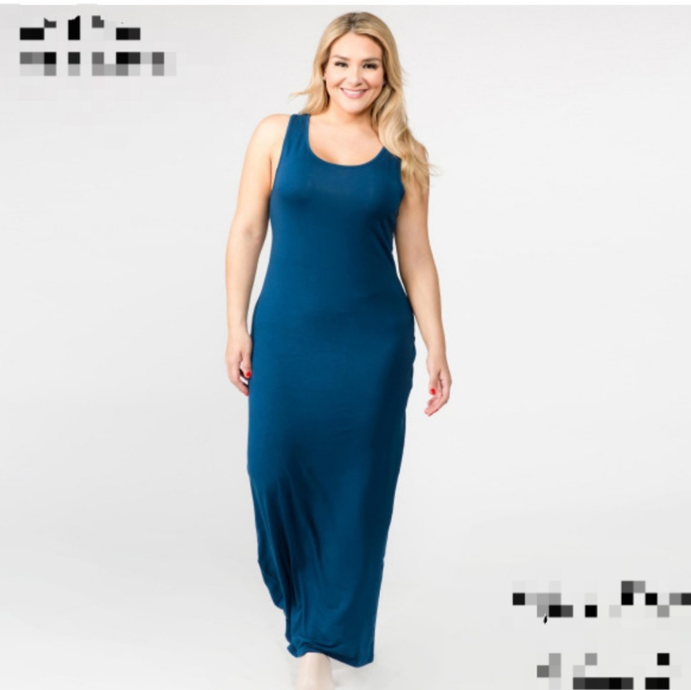 Teal Solid Color Maxi - Picture 3 of 8